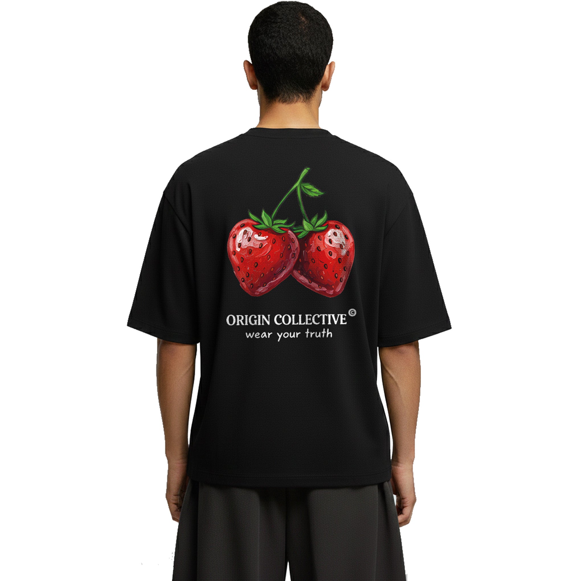 Camiseta Strawberry Jam Negra 🍓| Oversize 280 GSM