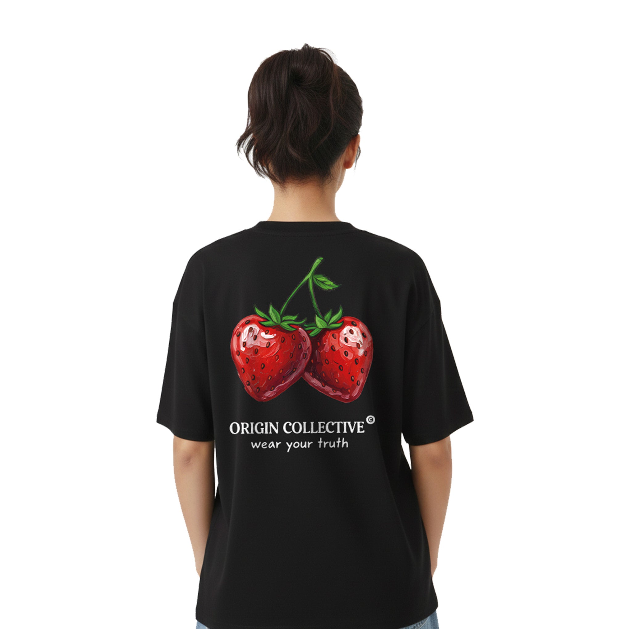 Camiseta Strawberry Jam Negra 🍓| Oversize 280 GSM