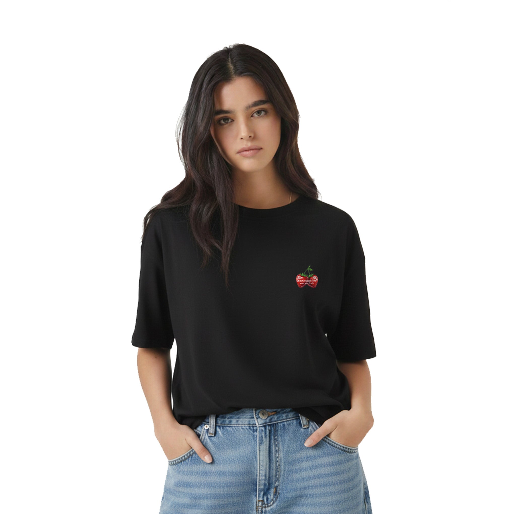 Camiseta Strawberry Jam Negra 🍓| Oversize 280 GSM