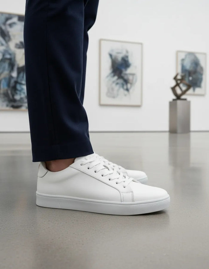 LUMEN — Sneaker Casual Formal Premium Blanco de Piel con Forro de Borrego