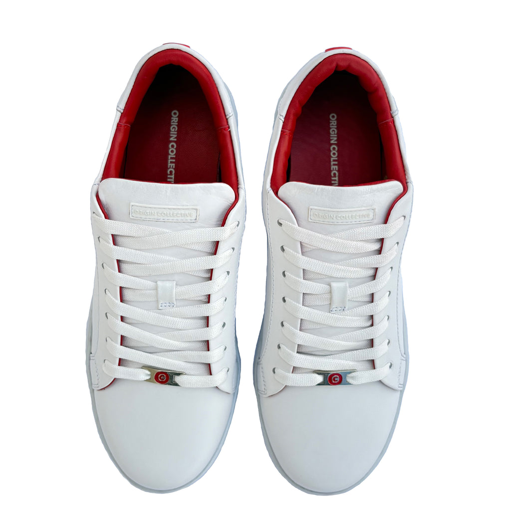 Lumen White and Red| Sneakers 100% Piel Borrego