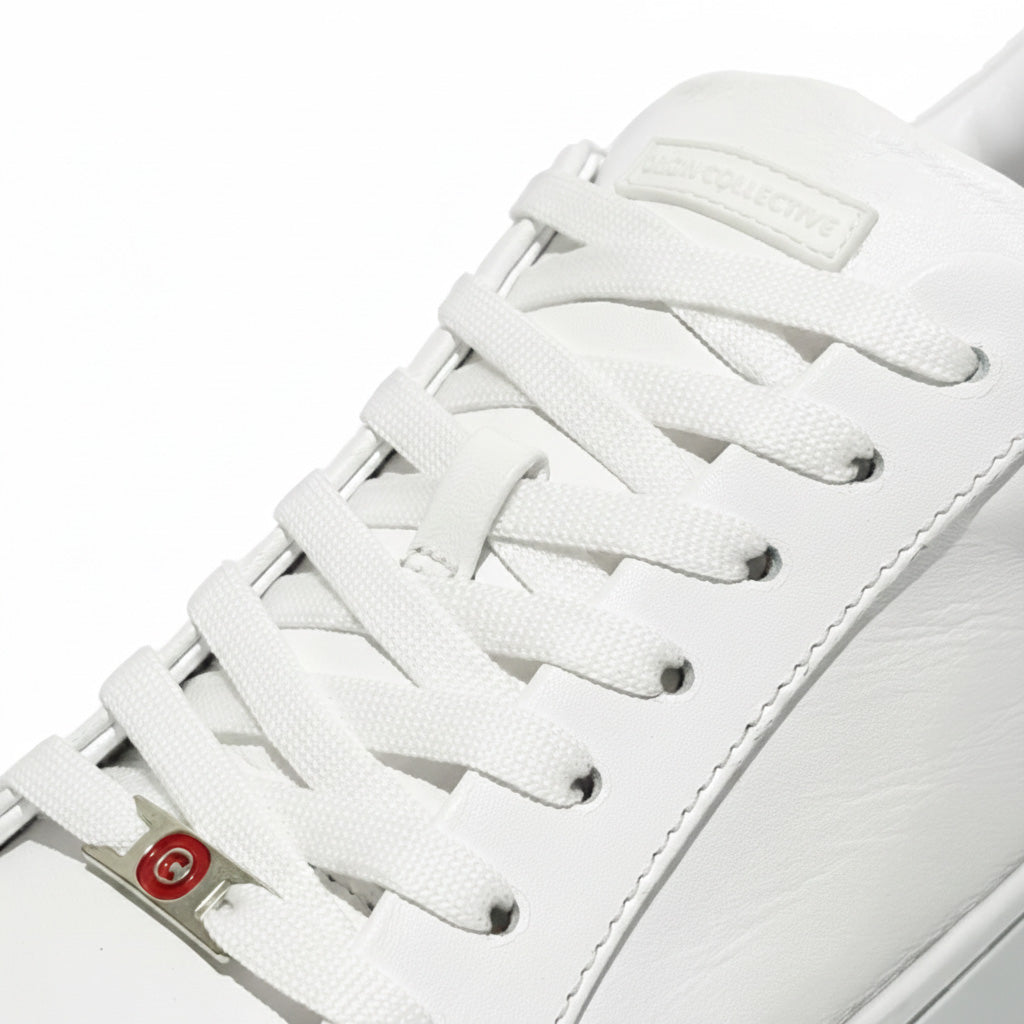 Sneaker Minimalista Formal Casual LUMEN Blanco Premium En Piel Con Forro De Borrego