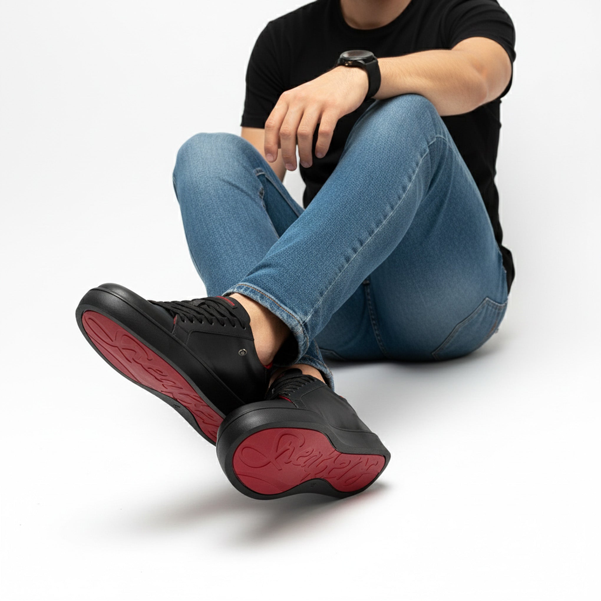 Onyx Black and Red| Sneakers 100% Piel Borrego