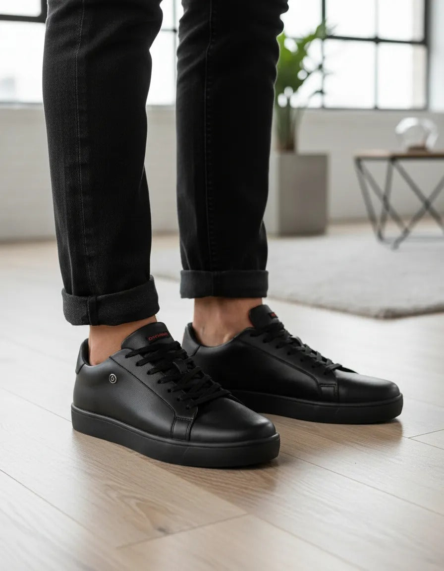 Sneakers Casuales ONYX Negro Premium En Piel Con Forro De Borrego