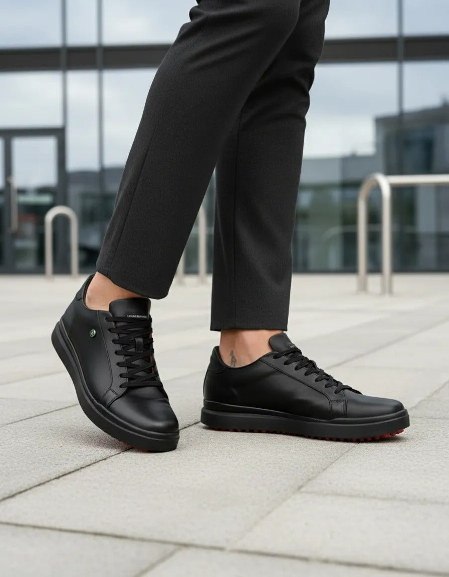 Sneaker Casual ONYX VERTEX Negro Premium En Piel Con Forro De Borrego Y Suela Con Agarre