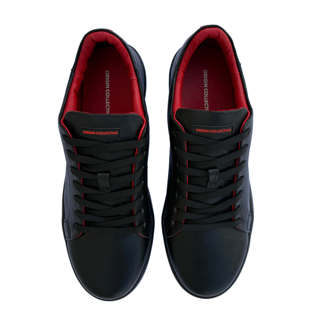 Onyx Black and Red| Sneakers 100% Piel Borrego