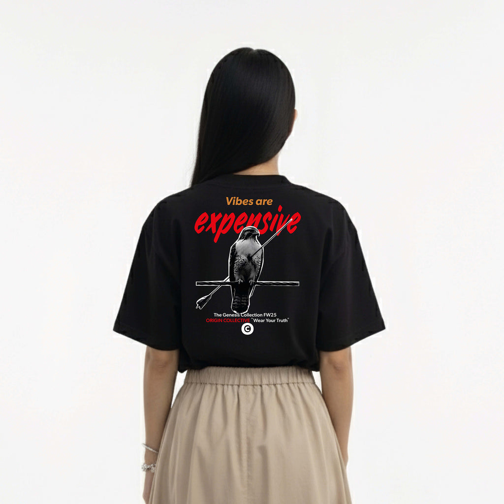 Vibes Are Expensive | Playera Oversize 280 GSM en Negro
