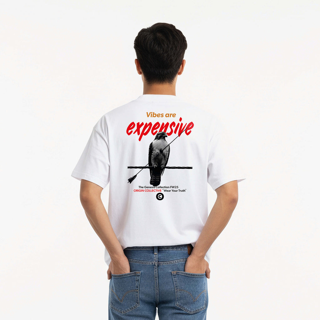 Vibes Are Expensive | Playera Oversize 280 GSM en Blanco