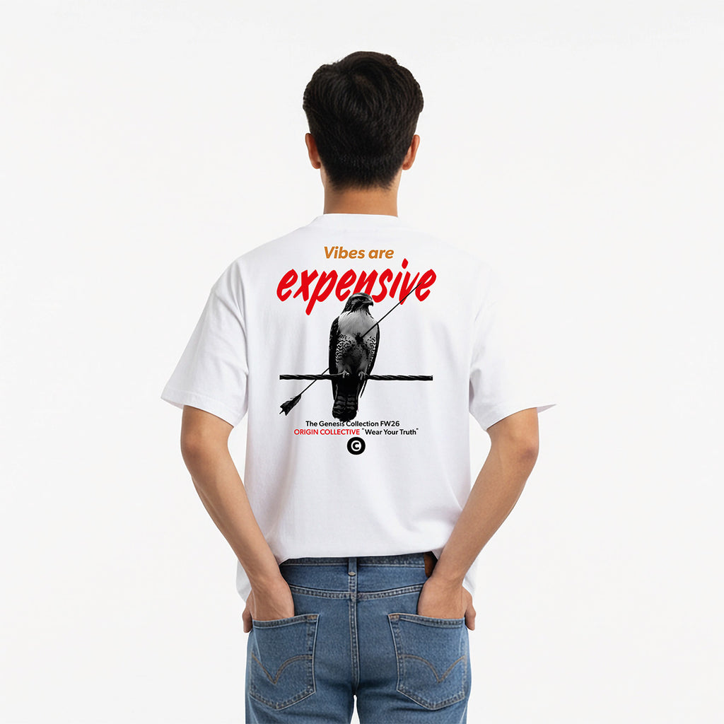 Vibes Are Expensive | Playera Oversize 280 GSM en Blanco