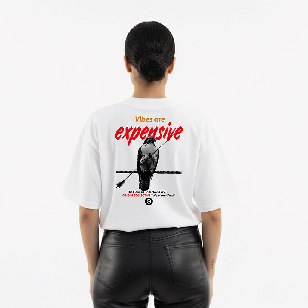 Vibes Are Expensive | Playera Oversize 280 GSM en Blanco