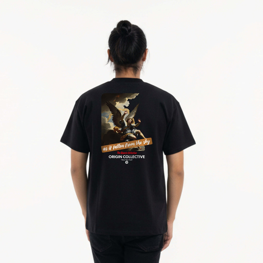 As If Fallen From The Sky | Playera Oversize 280 GSM en Negro