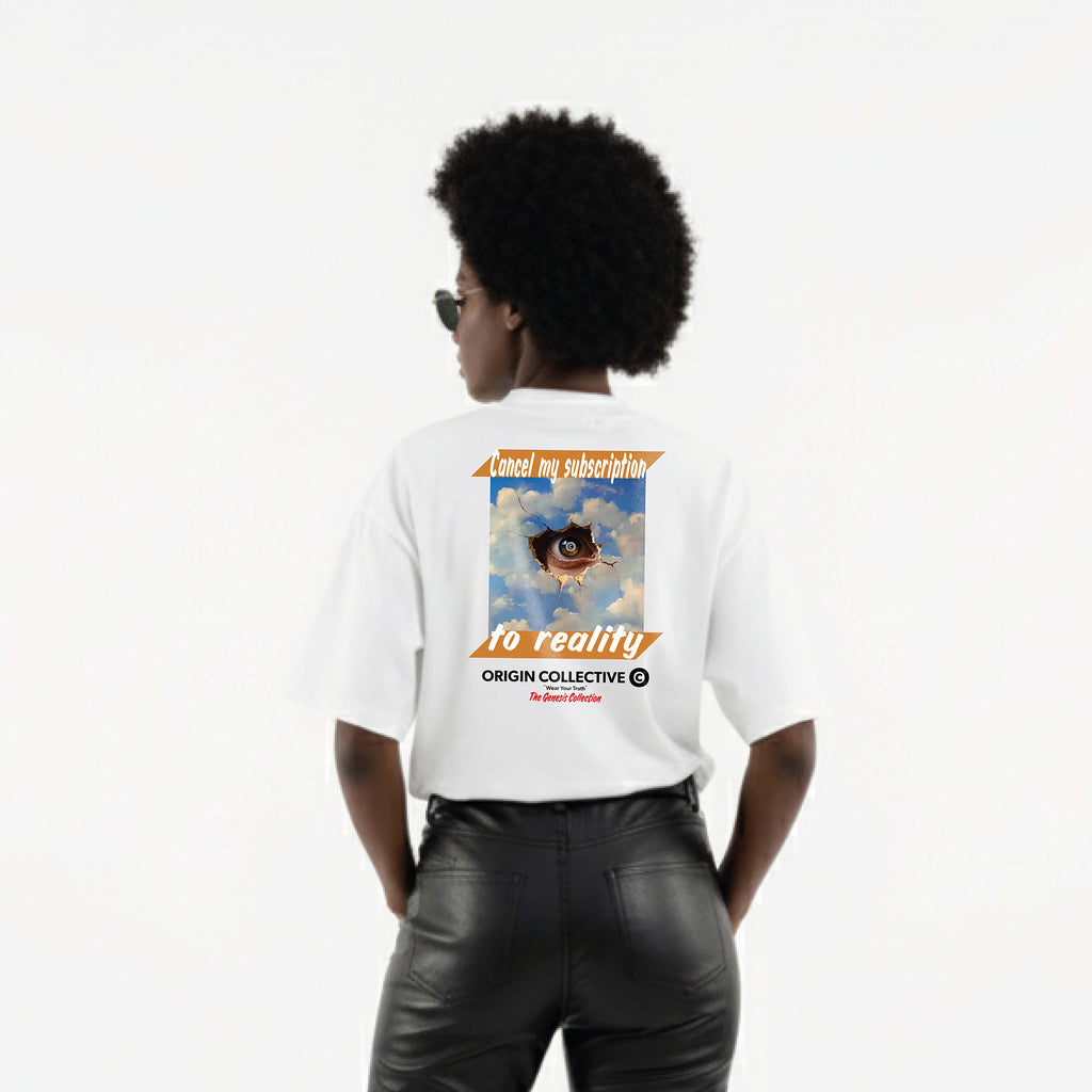Cancel My Subscription To Reality | Playera Oversize 280 GSM en Blanco