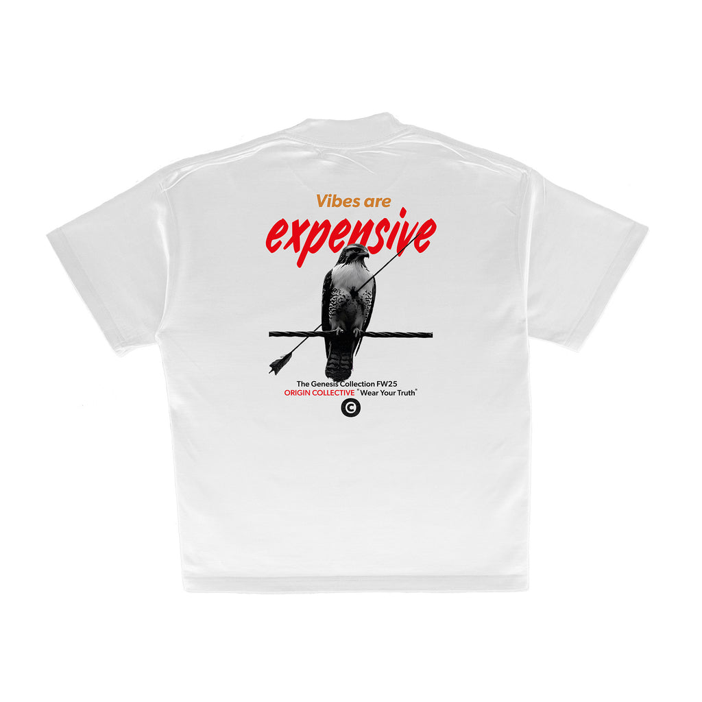 Vibes Are Expensive | Playera Oversize 280 GSM en Blanco